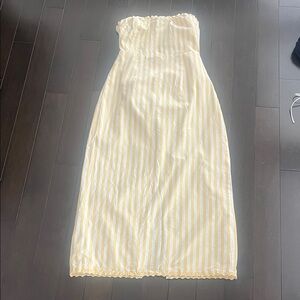 Elegant Yellow Striped Dress